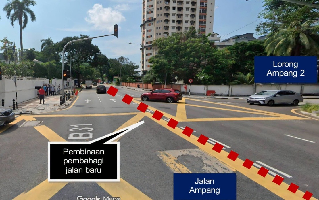 DBKL Closes Two Traffic Light Intersections on Jalan Ampang for Major Upgrade
