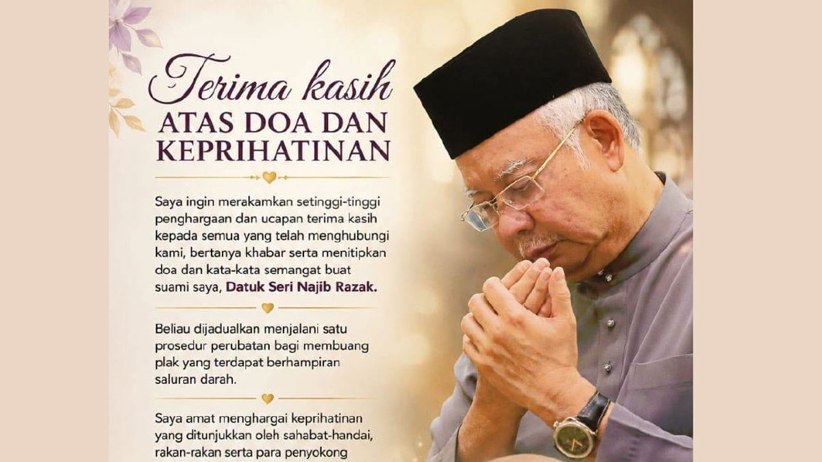 Rosmah calls for prayers as Najib prepares for vascular procedure