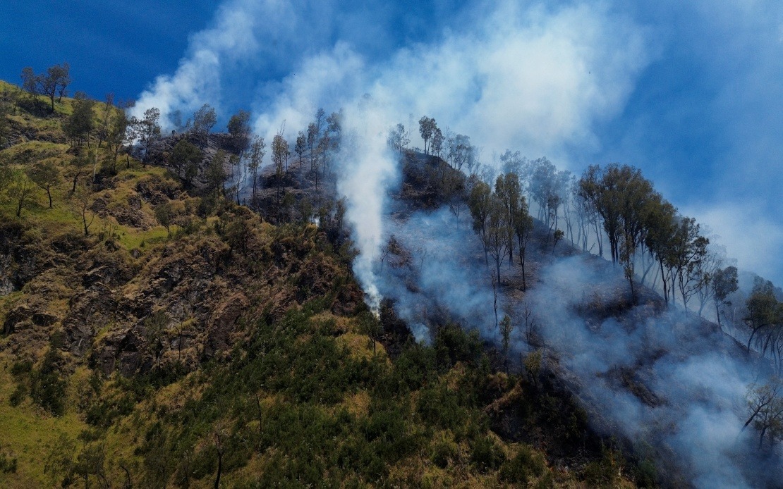 Indonesia Shuts Mount Bromo To Visitors As Wildfire Engulfs East Java Peak