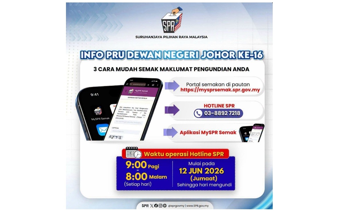 EC Urges Johor Voters to Verify Polling Locations Before Saturday's Election