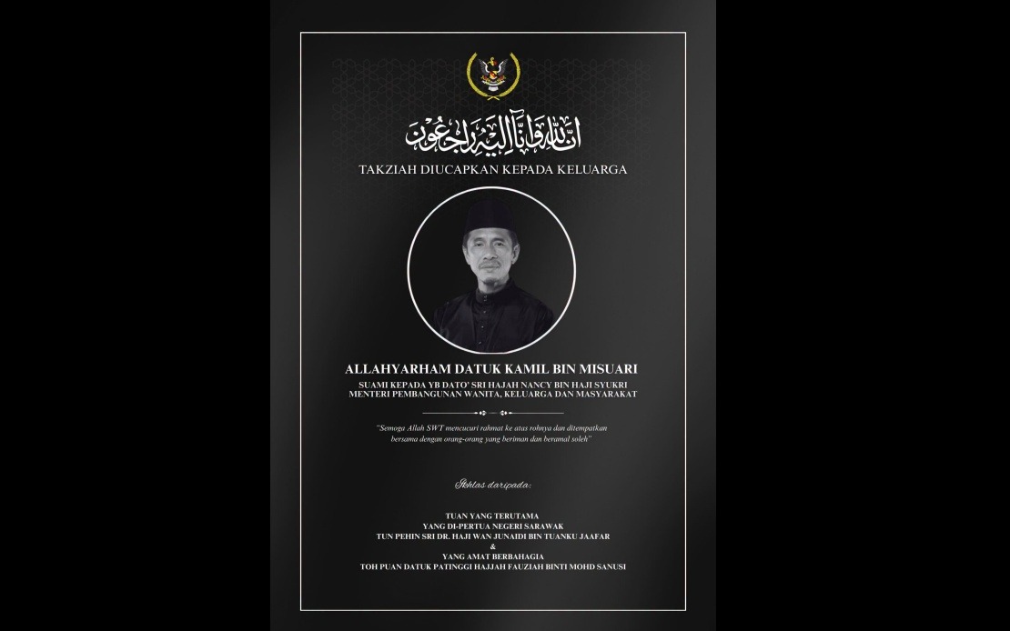 Sarawak Governor Extends Condolences to Minister Nancy Over Husband's Passing