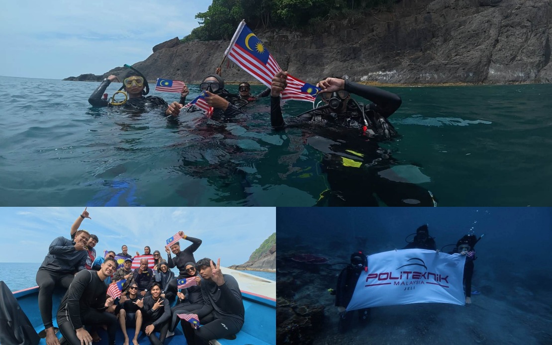 Politeknik Jeli Makes Patriotic Splash: Underwater Flag Display Marks 69th National Day