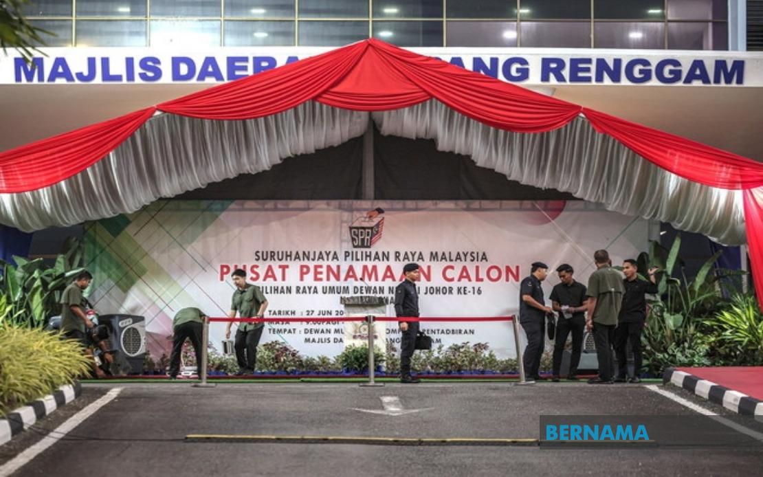 Johor State Election Nomination Day Draws Crowds as 56 Centres Open