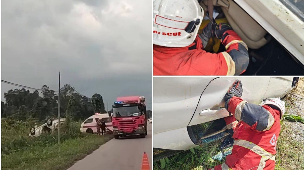 Two die as car plunges into drain along Sibu roadway