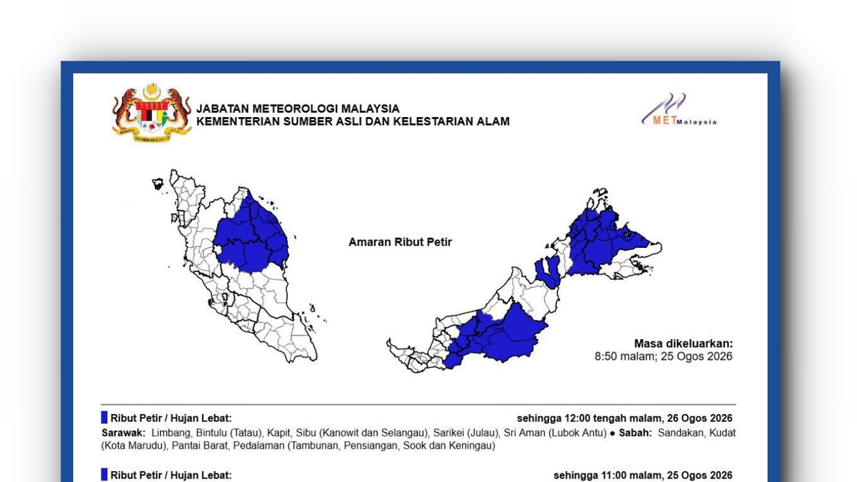MetMalaysia Issues Tropical Storm Advisory as System Moves Away from Malaysian Waters