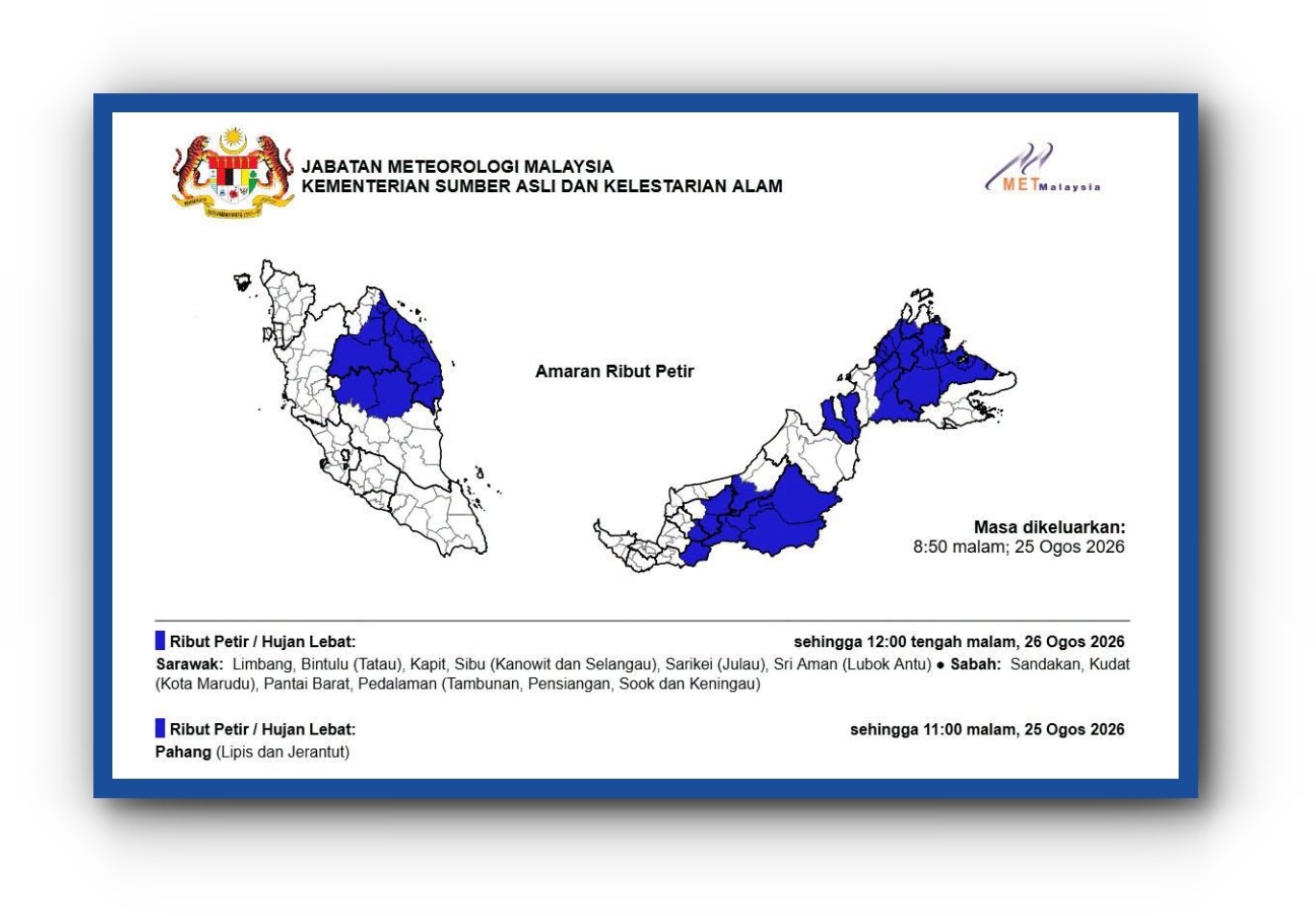 MetMalaysia Issues Tropical Storm Advisory as System Moves Away from Malaysian Waters