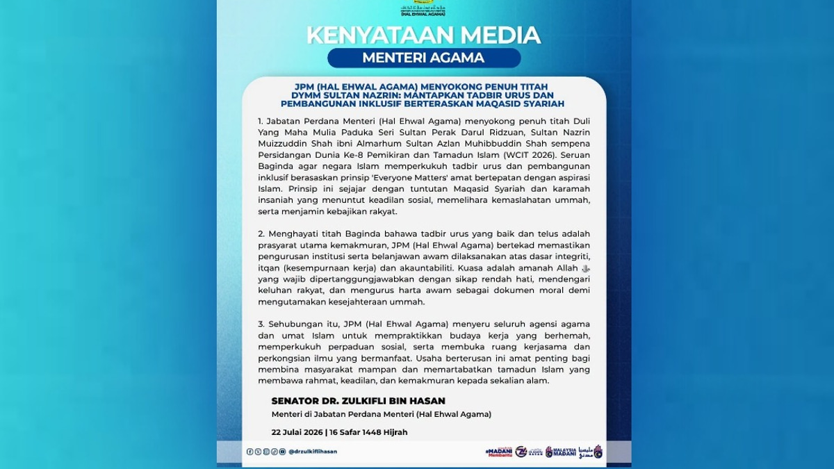 Religious Governance To Reflect Sultan Nazrin's Vision of Inclusive Leadership
