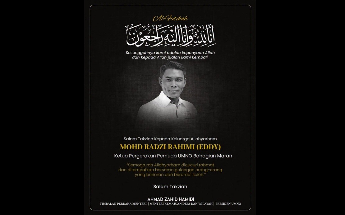 UMNO President Ahmad Zahid Mourns Loss of Maran Youth Chief Mohd Radzi