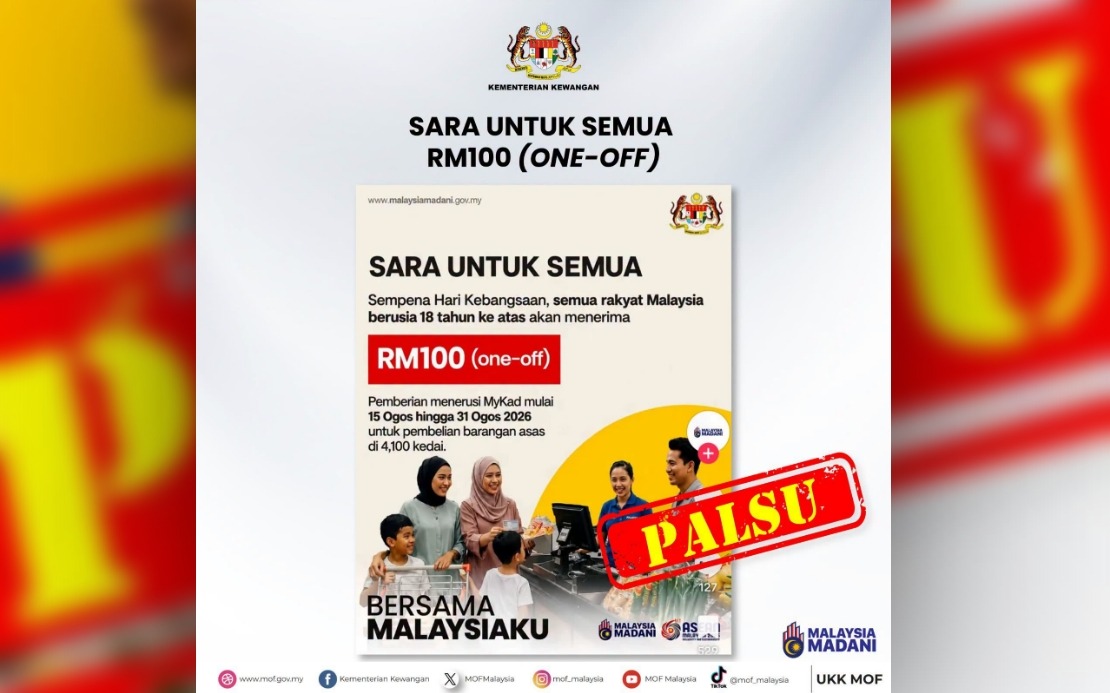 Ministry of Finance Debunks False Claims of RM100 National Day Payment