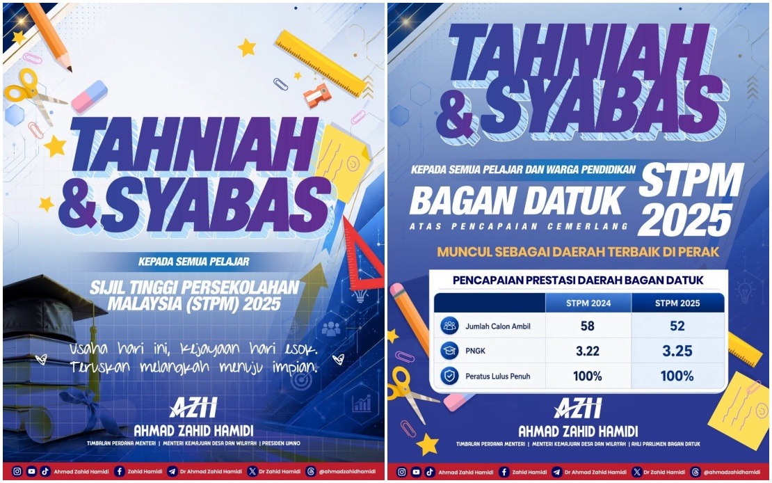 Bagan Datuk Tops Perak in STPM 2025 Results, DPM Ahmad Zahid Celebrates Achievement